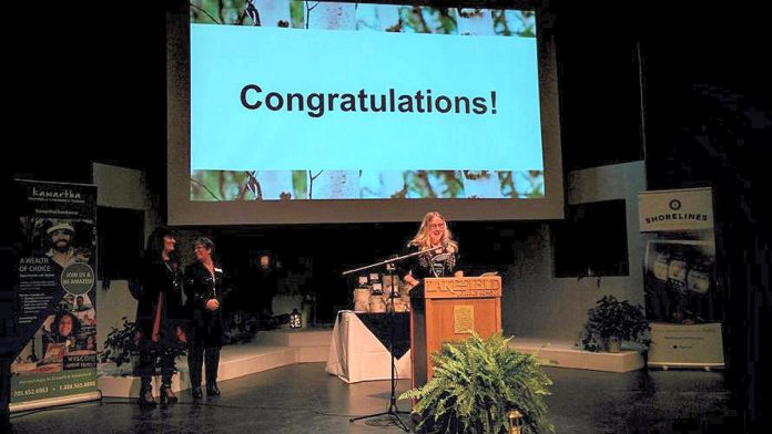 Lang Pioneer Village in Keene receiving an award at the 2018 Kawartha Chamber of Commerce & Tourism's Awards of Excellence. Now that the Kawartha Chamber has merged with the Peterborough Chamber to form the Peterborough and the Kawarthas Chamber of Commerce, there will only be the Business Excellence Awards, which is open to all businesses and individuals within the city and county of Peterborough. (Photo: Bruce Head / kawarthaNOW)