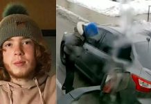 The Ontario Provincial Police has provided previously unreleased details of the February 18, 2020 murder of 18-year-old Alex Tobin in Omemee, as well as video and photos of the suspects, including these two men captured fleeing the scene of the crime. (Photo courtesy of Tobin family / screenshot of OPP-supplied video)