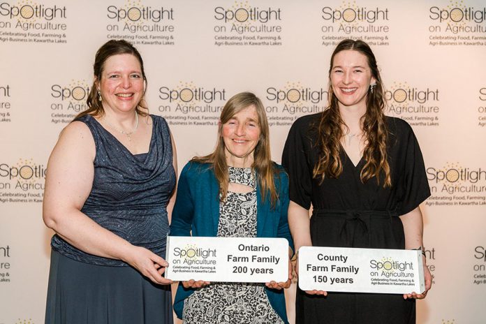 The Batty family was recognized as being an Ontario farm family for 200 years and a county farm family for 150 years at the Kawartha Lakes Spotlight on Agriculture gala and awards event on March 25, 2022. (Photo: Sugar Bug Photography)