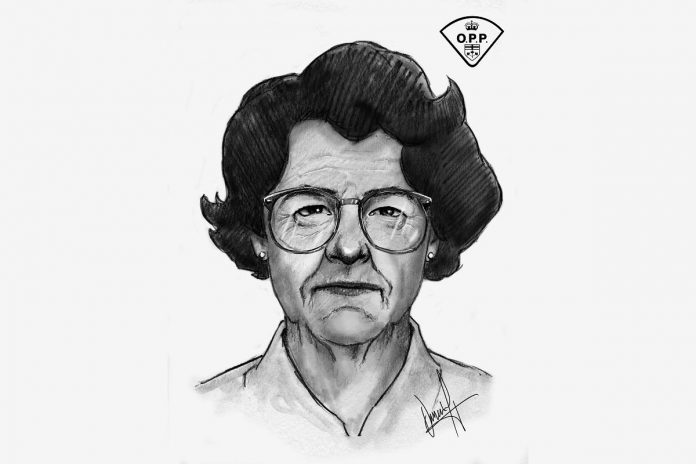 In 2020, the Ontario Provincial Police released a sketch of how Francis Harris might have looked like in 1992 at the age of 65 if she was still alive. Her husband Stan, who passed away in 2021, always maintained she had abandoned the family and he was not involved in her disappearance. (OPP-supplied image)