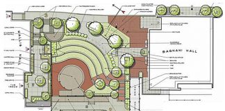 An initial artist's rendering of the Jalynn Bennett Amphitheatre to be constructed at Trent University's Catharine Parr Traill College in downtown Peterborough. (Graphic courtesy of Trent University)