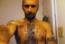 One of several photos that white nationalist and neo-Nazi Kevin Goudreau, a Peterborough resident, has posted on his social media accounts in the past showing his swastika tattoo.