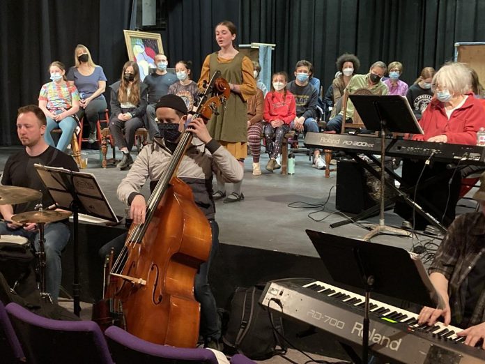 The cast of "Annie", including Shay-Lyn Burd in the title role, rehearses at Showplace Performance Centre. Directed by Jerry Allen, the Peterborough Theatre Guild production opens April 29, and continues with performances April 30, May 1, 4, 5, 6 and 7. (Photo courtesy of Pat Hooper)