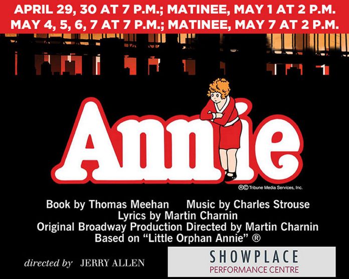 The Peterborough Theatre Guild's production of "Annie", running from April 9 to May 7, is the first major theatrical production at Showplace Performance Centre since the beginning of the pandemic. Tickets are available at the Showplace box office or online at tickets.showplace.org. (Graphic courtesy of Peterborough Theatre Guild)