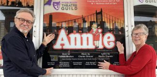 After a number of starts and stops over the past two years, the curtain is finally set to rise on the Peterborough Theatre Guild's production of "Annie" at Showplace Performance Centre in downtown Peterborough. Directed by Jerry Allen (left) with a big assist from production manager Pat Hooper (right), show dates for the popular musical are April 29 and 30, May 4, 5 and 6, 7 p.m., with 2 pm matinees May 1 and 7. (Photo: Paul Rellinger / kawarthaNOW)