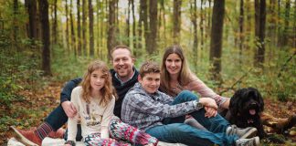 Friendly Fires owner Alex Soubliere, pictured with his wife Lorraine, their two children Sequoia and Noah, and their Portuguese water dog Olive, has donated $25,000 to the Peterborough Humane Society for the new Peterborough Animal Care Centre. (Photo courtesy of Soubliere family)