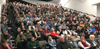 The audience at Trent University during a debate on the environment involving Peterborough-Kawartha candidates in the 2019 federal election. The provincial election debate on the environment and climate change on May 12, 2022 will be livestreamed on YouTube. (Photo courtesy of For Our Grandchildren)