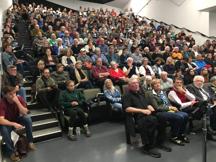 The audience at Trent University during a debate on the environment involving Peterborough-Kawartha candidates in the 2019 federal election. The provincial election debate on the environment and climate change on May 12, 2022 will be livestreamed on YouTube. (Photo courtesy of For Our Grandchildren)