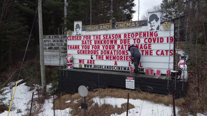 Owner Keith Stata closed Highlands Cinemas in Kinmount for the season in October 2019, and then was unable to reopen in 2020 or 2021 because of the pandemic. (Photo courtesy of Door Knocker Media / Ballinran Entertainment)