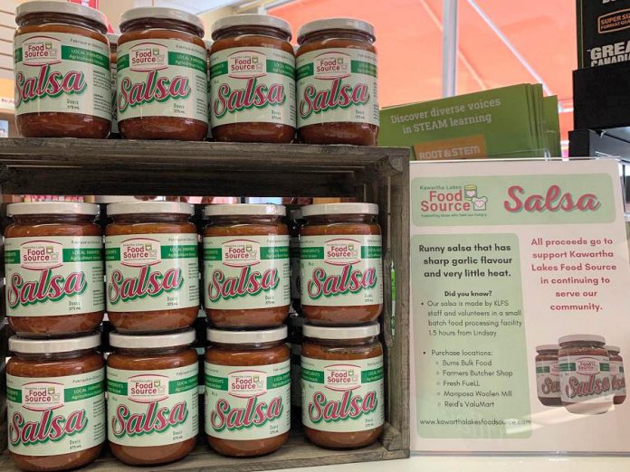 Kawartha Lakes Food Source salsa is available at Burns Bulk Food in Lindsay and 14 other locations in Kawartha Lakes and the Peterborough area. Proceeds from sales help to offset operating expenses such as rent for Kawartha Lakes Food Source, a non-profit organization that procures and distributes food to 35 local agencies and delivers food literacy programs. (Photo: Burns Bulk Food / Facebook)