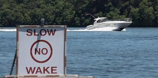 The Federation of Ontario Cottagers' Associations, the Muskoka Lakes Association, and Safe Quiet Lakes launched the "Be #WakeAware" campaign in 2021 to remind boaters to avoid creating potentially damaging wakes. In 2022, marina operators across Ontario will also be spreading the message. (Photo: Be #WakeAware website)