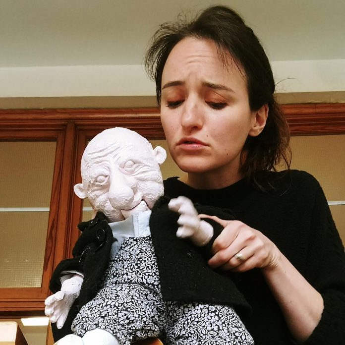 Dreda Blow works with a puppet from "The Lear Project", which premieres at Public Energy's Erring at King George" multi-arts festival from May 6 to 8 and May 13 to 15, 2022. (Photo courtesy of Brad Brackenridge)