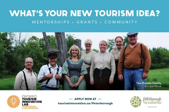 The "Spark" Mentorships and Grants Program, led by the Tourism Innovation Lab in collaboration with Peterborough & the Kawarthas Tourism, is encouraging entrepreneurs, small businesses, and organizations in the City and County of Peterborough to submit tourism ideaas for a chance to win a $3,000 seed grant and a three-month mentorship. (Graphic courtesy of Peterborough & the Kawarthas Economic Development)