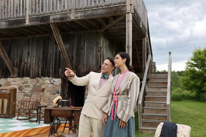 M. John Kennedy as Tyrone Powers and Julia Scaringi as Maddy Donegal during a media event on June 15, 2022 for 4th Line Theatre's production of Alex Poch-Goldin's play "The Great Shadow", which premieres at Winslow Farm in Millbrook on June 28 and runs Tuesdays to Saturdays until July 23. (Photo: Heather Doughty / kawarthaNOW