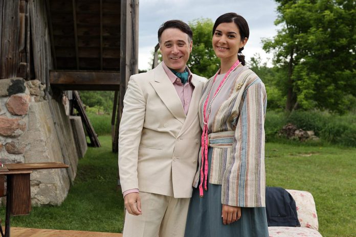 "The Great Shadow" actors M. John Kennedy and Julia Scaringi during a media event at 4th Line Theatre's Winslow Farm in Millbrook on June 15, 2022. (Photo: Heather Doughty / kawarthaNOW)