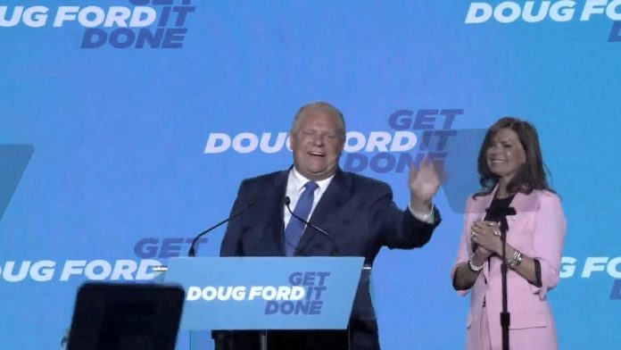 Doug Ford "got it done" by leading the Progressive Conservatives to their second straight majority during the Ontario election on June 2, 2022. PC candidates were elected in each of the four ridings in the greater Kawarthas region. (kawarthaNOW screenshot of Facebook video)