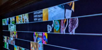 "Proxy pupil: Knowing the world but blind to the sphere" by Laura Thompson, one of the many art exhibits on display at the Erring at King George multidisciplinary arts festival in Peterborough in May 2022. (Photo: Bruce Head / kawarthaNOW)