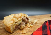 One of Kia Ora Pie Co.'s most popular pies is this steak and cheese pie, made with a thick onion gravy, old cheddar cheese, and tender mouthfuls of braised steak. (Photo: Kia Ora Pie Co.)