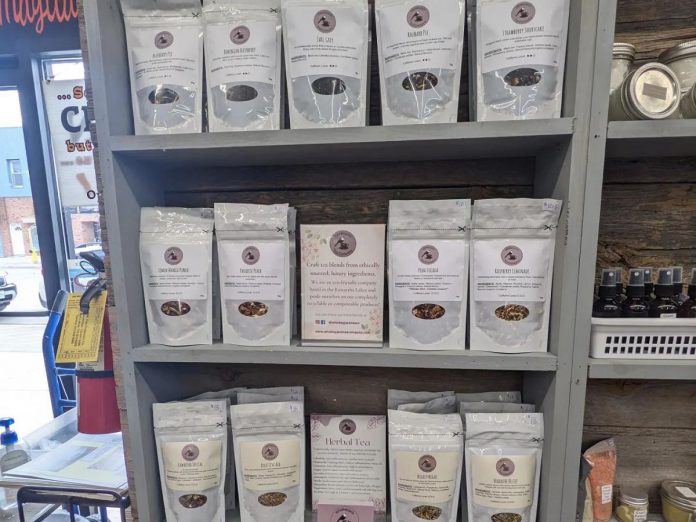 Whiskeyjack Tea Company products are available at Grr8 Finds Market in Fenelon Falls (pictured), Tragically Dipped Donuts in downtown Peterborough, and online. (Photo: Whiskeyjack Tea Company)