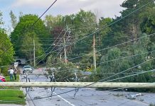 Downed power lines from the May 21, 2022 derecho storm. (Photo: Hydro One)