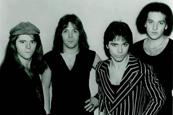 Gowan (second from right) with members of his first band Rhinegold, a Toronto-based progressive theatrical rock group that played the bar circuit in Canada from 1976 to 1980. (Publicity photo)