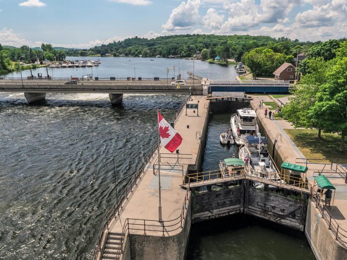 Parks Canada is temporarily closing Lock 1 - Trenton through Lock 18 - Hastings (pictured) on June 20, 2022 until further notice due to high water levels and flows. Seven locks were previously closed on June 17. (Photo courtesy of Kawarthas Northumberland / RTO8)