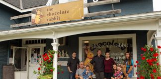 The Webster family, owners of The Chocolate Rabbit in Lakefield (pictured in August 2021 when they took over the business from former owner Lois MacEachen), are opening a second location in Bancroft with a grand opening on July 1 and 2, 2022. (Photo: The Chocolate Rabbit / Facebook)