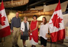 Helena Jaczek, the minister responsible for the Federal Economic Development Agency for Southern Ontario (second from left), announced over $12.2 million for 33 tourism, community infrastructure, and economic development projects in Peterborough, Northumberland, and Kawartha Lakes at an event at The Canadian Canoe Museum in Peterborough on July 12, 2022. Also pictured are Steve ten Doeschate of Kawartha Ethanol Inc. and Victoria Grant and Carolyn Hyslop of The Canadian Canoe Museum, two recipients of the funding. (Photo: The Canadian Canoe Museum / Facebook)