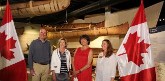 Helena Jaczek, the minister responsible for the Federal Economic Development Agency for Southern Ontario (second from left), announced over $12.2 million for 33 tourism, community infrastructure, and economic development projects in Peterborough, Northumberland, and Kawartha Lakes at an event at The Canadian Canoe Museum in Peterborough on July 12, 2022. Also pictured are Steve ten Doeschate of Kawartha Ethanol Inc. and Victoria Grant and Carolyn Hyslop of The Canadian Canoe Museum, two recipients of the funding. (Photo: The Canadian Canoe Museum / Facebook)