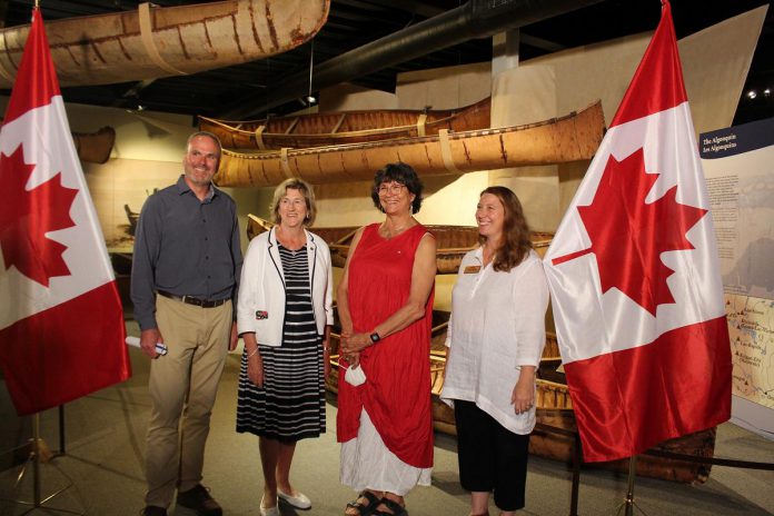 Helena Jaczek, the minister responsible for the Federal Economic Development Agency for Southern Ontario (second from left), announced over $12.2 million for 33 tourism, community infrastructure, and economic development projects in Peterborough, Northumberland, and Kawartha Lakes at an event at The Canadian Canoe Museum in Peterborough on July 12, 2022. Also pictured are Steve ten Doeschate of Kawartha Ethanol Inc. and Victoria Grant and Carolyn Hyslop of The Canadian Canoe Museum, two recipients of the funding. (Photo: The Canadian Canoe Museum / Facebook)