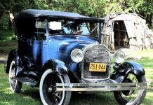 An antique car on display during the annual Transportation Day Car & Motorcycle Show at Lang Pioneer Village Museum in Keene. After a two-year absence due to the pandemic, the family-friendly event returns on July 10, 2022. (Photo: Larry Keeley)