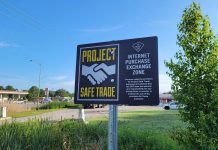 Two Project Safe Trade parking spots are available at the Haliburton OPP detachment's parking lot at 12598 Highway 35 in Minden,, providing a public location to complete property transactions arranged on the internet. (Photo courtesy of Haliburton OPP)