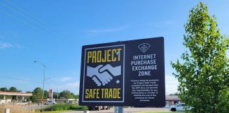 Two Project Safe Trade parking spots are available at the Haliburton OPP detachment's parking lot at 12598 Highway 35 in Minden,, providing a public location to complete property transactions arranged on the internet. (Photo courtesy of Haliburton OPP)