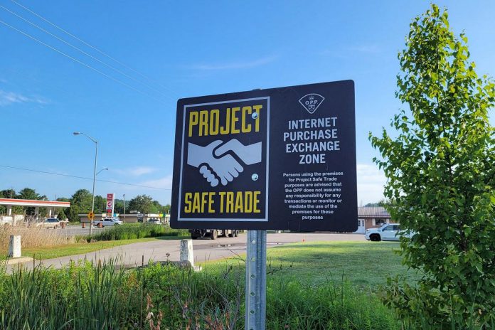Two Project Safe Trade parking spots are available at the Haliburton OPP detachment's parking lot at 12598 Highway 35 in Minden,, providing a public location to complete property transactions arranged on the internet. (Photo courtesy of Haliburton OPP)
