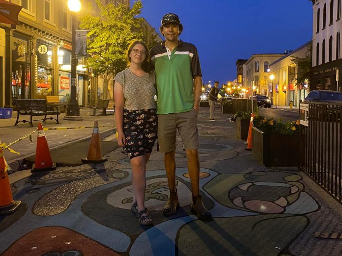 The "Nothing Out of Reach" road mural was completed by artist Nuin-Tara Morin (Stardaughterwoman) and assistant Chris Boyd  on Sunday, July 17 as part of the City of Peterborough's 2022 Renaissance on Hunter initiative. (Photo: City of Peterborough Public Art Program / Facebook)