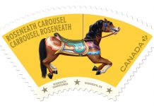The Roseneath Carousel in Northumberland County is one of five of Canada's vintage carousels featured in a new stamp set issued by Canada Post. (Photo courtesy of Canada Post)