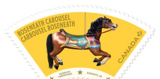 The Roseneath Carousel in Northumberland County is one of five of Canada's vintage carousels featured in a new stamp set issued by Canada Post. (Photo courtesy of Canada Post)