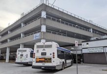 The Simcoe Parking Garage is located above the Peterborough Transit Terminal at 190 Simcoe Street in downtown Peterborough. (Photo: Bruce Head / kawarthaNOW)