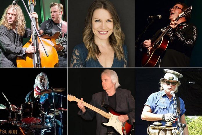 The Weber Brothers, Kate Suhr, Rick Fines, Al Black, Barry Haggarty, and Washboard Hank are six of 20 inductees of the Peterborough and District Pathway of Fame who will perform at a special concert at Showplace Performance Centre on September 10, 2022 celebrating the Pathway of Fame's 25th anniversary. Along with performances, the event will also feature presentations by inductees and a video presentation of inductee musicians who have passed away. (kawarthaNOW collage)