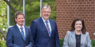 The Commonwell Mutual Insurance Group has donated $500,000 to the Ross Memorial Hospital (RMH) Foundation in Lindsay. Pictured at Ross Memorial Hospital are (left to right) RMH Foundation board chair Ryan O'Neill, The Commonwell CEO Tim Shauf, and RMH Foundation CEO Erin Coons. (Photo courtesy of RMH Foundation)