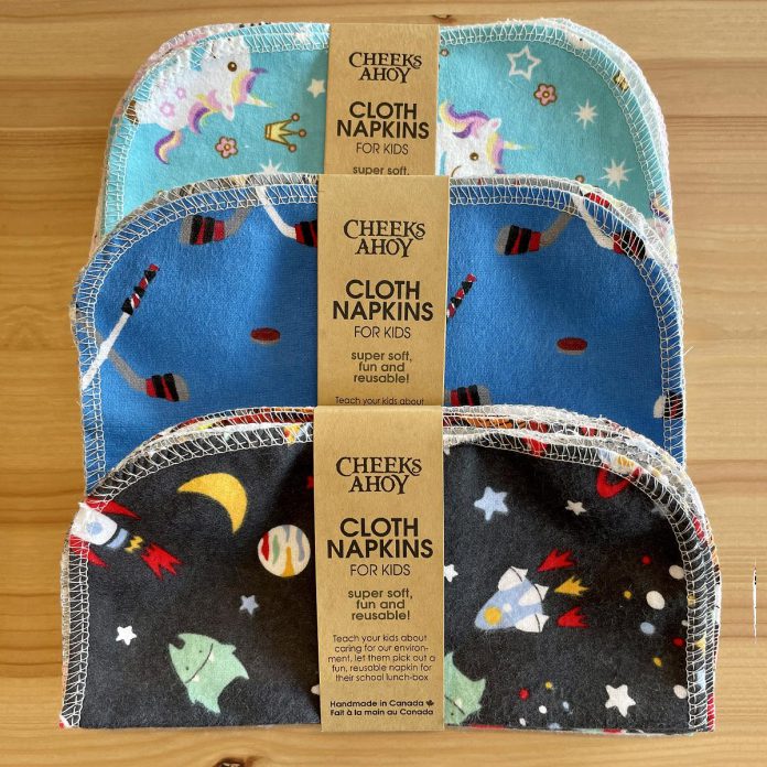 Fabric materials like these Cheeks Ahoy Napkins last longer, are machine-washable, and are more customizable to your children's preferences. Find them in the Litterless Lunch collection on the GreenUP store. (Photo: GreenUP Store)