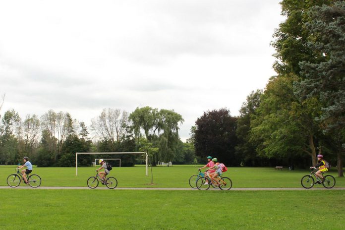 This school year why not start a bike train? Gather a group of neighbourhood friends, add in a couple of parents to guide the train, and pick a safe and enjoyable route to school. (Photo: Genevieve Ramage)