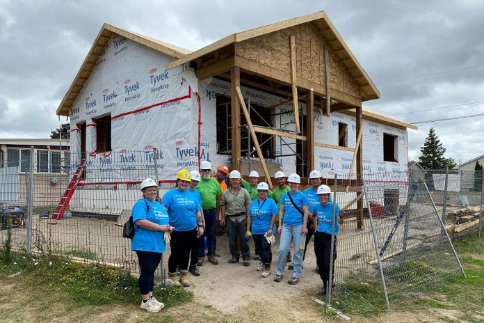 In August, volunteers from Eastway Property Management helped Habitat for Humanity Northumberland with its latest build at 57 Queen Street in the Village of Hastings. The Town of Cobourg has donated land at 604 Daintry Crescent to the non-profit affordable housing organization so it can build a single detached home. (Photo: Habitat for Humanity Northumberland / Facebook)