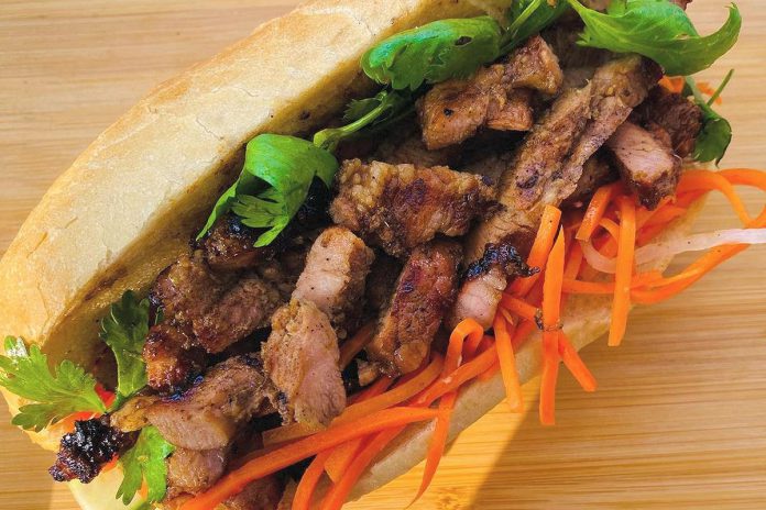 Bibi Banh Mi offers made from scratch banh mi with a choice of lemongrass chicken or grilled pork every Saturday at the Peterborough Regional Farmers' Market in downtown Peterborough. (Photo: Bibi Banh Mi)