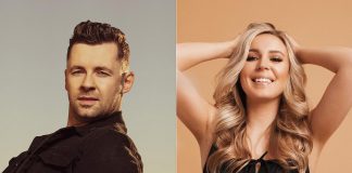 Canadian country music artists Shawn Austin and Elyse Saunders perform at Del Crary Park on August 20, 2022 in the final concert of Peterborough Musicfest's 35th season. (kawarthaNOW collage of promotional photos)