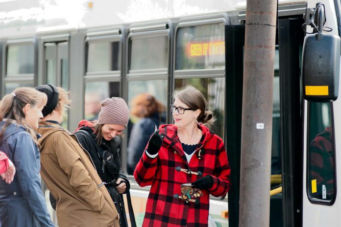 Making small lifestyle changes, like using the bus more frequently instead of taking the car, can build up to larger and larger habits being built around a shifting schedule. Shifting Gears invites Trent and Fleming students, staff, and campus community members to take part in a fun, habit-forming Transportation Challenge to test this. (Photo: GreenUP)