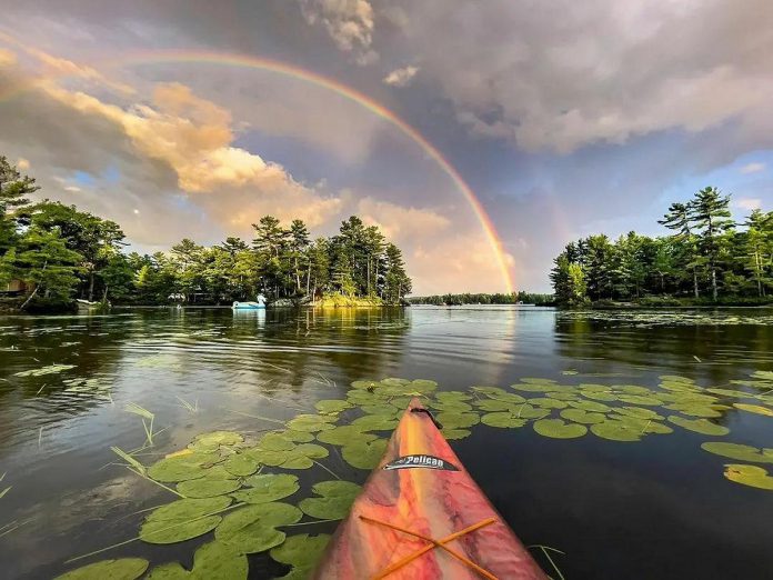 Mike Quigg's photo of a double rainbow over Kasshabog Lake in Peterborough County was our top post on Instagram for August 2022. (Photo: Mike Quigg @_evidence_ / Instagram)