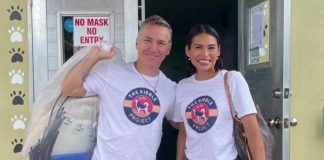 The Kibble Project founder Gladys Orozco (right), along with her husband Elvis Stojko, delivering supplies to the Trinidad and Tobago SPCA in August 2022. (Photo: Gladys Orozco / Instagram)