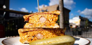 Sam's Place Deli is vying to retain their Mac + Cheese Champion crown at the second annual Peterborough Mac + Cheese Festival with their Mac & Cheese Loafwich, one of 19 traditional, adventurous, and vegan mac and cheese dishes available at participating downtown restaurants during the month-long festival in October. (Photo courtesy of Peterborough DBIA)