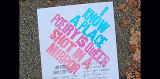 Jackson Creek Press presents 'I Know A Place / Poetry Is Queer / Shot In A Mirror', an evening of film, poetry, and photography, at 7 p.m. on Wednesday, September 21 during Peterborough-Nogojiwanong Pride Week 2022. (Photo/Poster: Jeffrey Macklin / Jackson Creek Press)